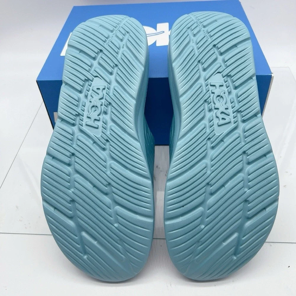 Hoka One One Ora Luxe - Ocean Mist/ Citrus Glow Recovery Slides Mens US 14